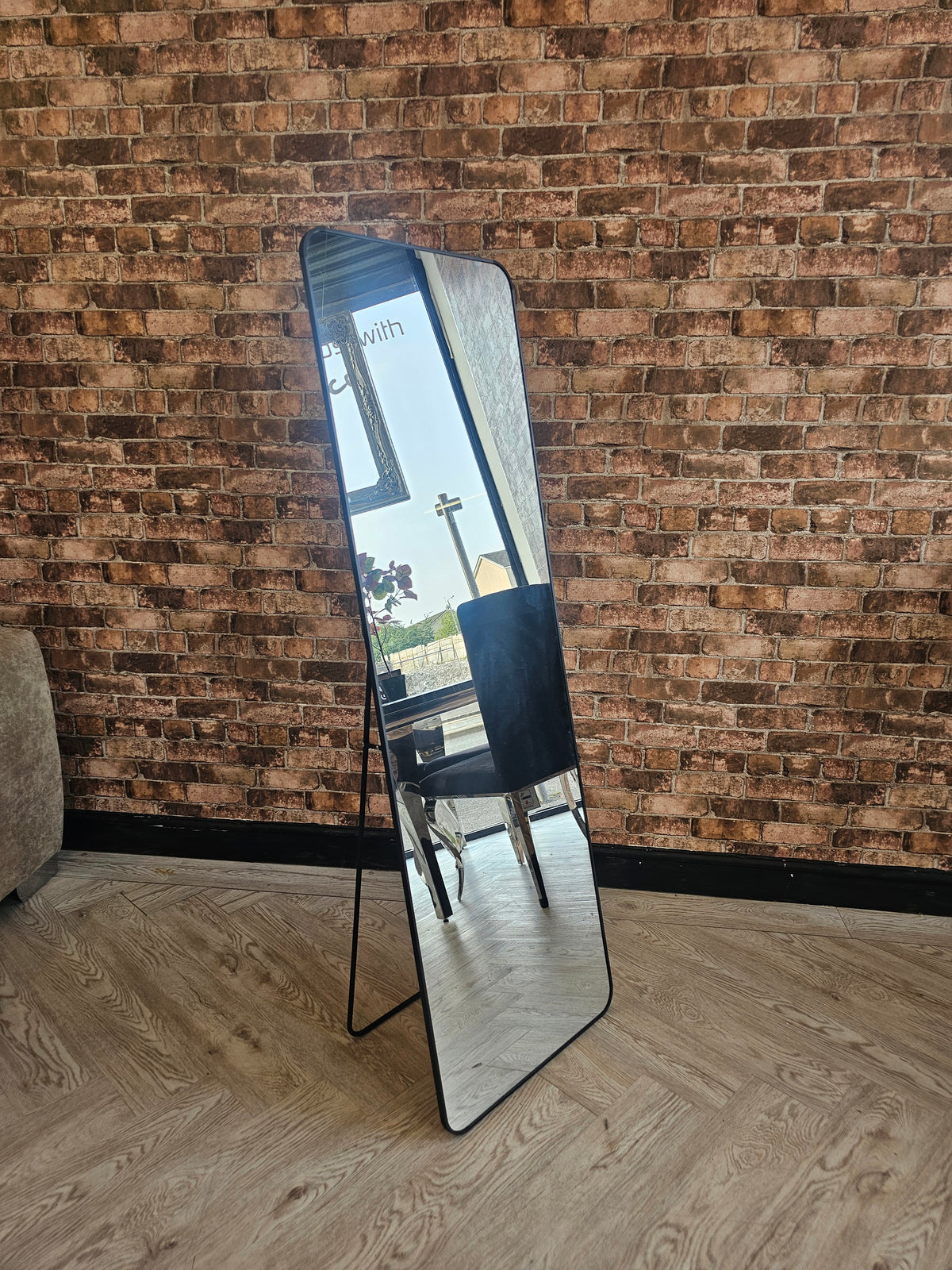 Floor Standing Mirror with Black Frame @#