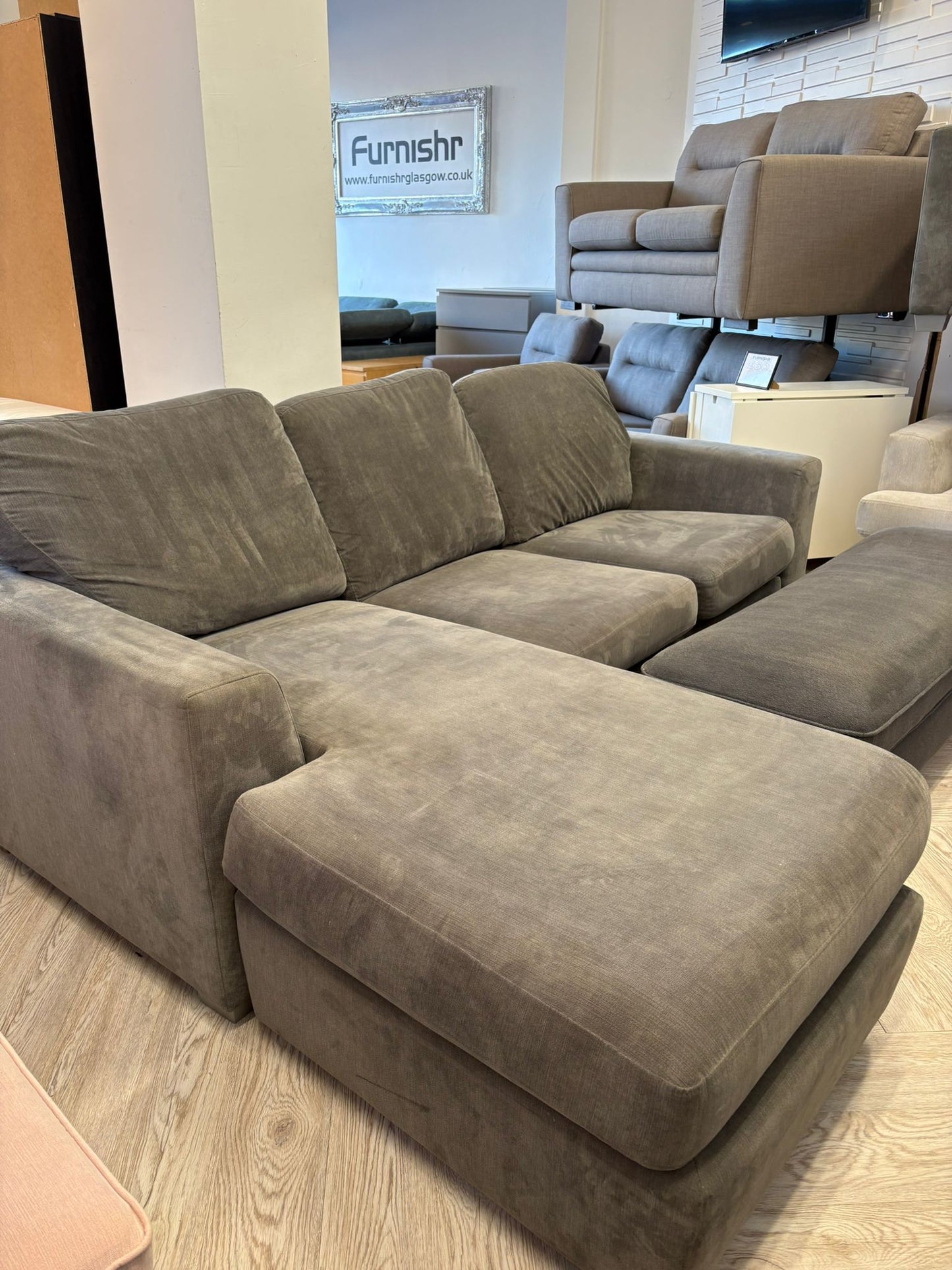 DFS Non Quilted Orka Grey Corner Sofa (Left & Right Hand)