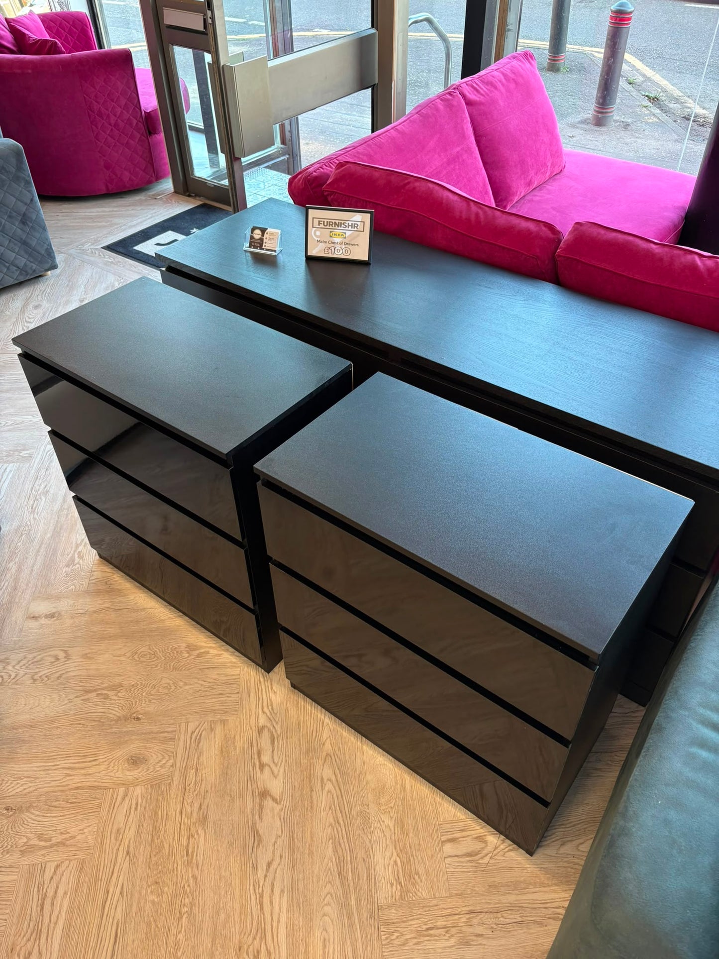 The Range Pair of Black High Gloss 3 Drawer Chests @