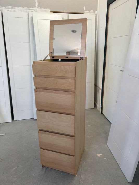 Ikea Malm Beech Tallboy Drawers with Mirror T