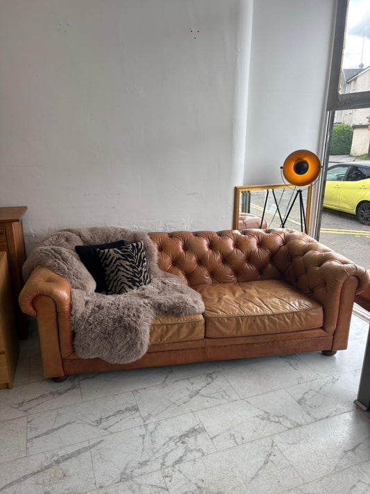 HALO Chesterfield Tan Leather 3 Seater Sofa (*RRP £2349)