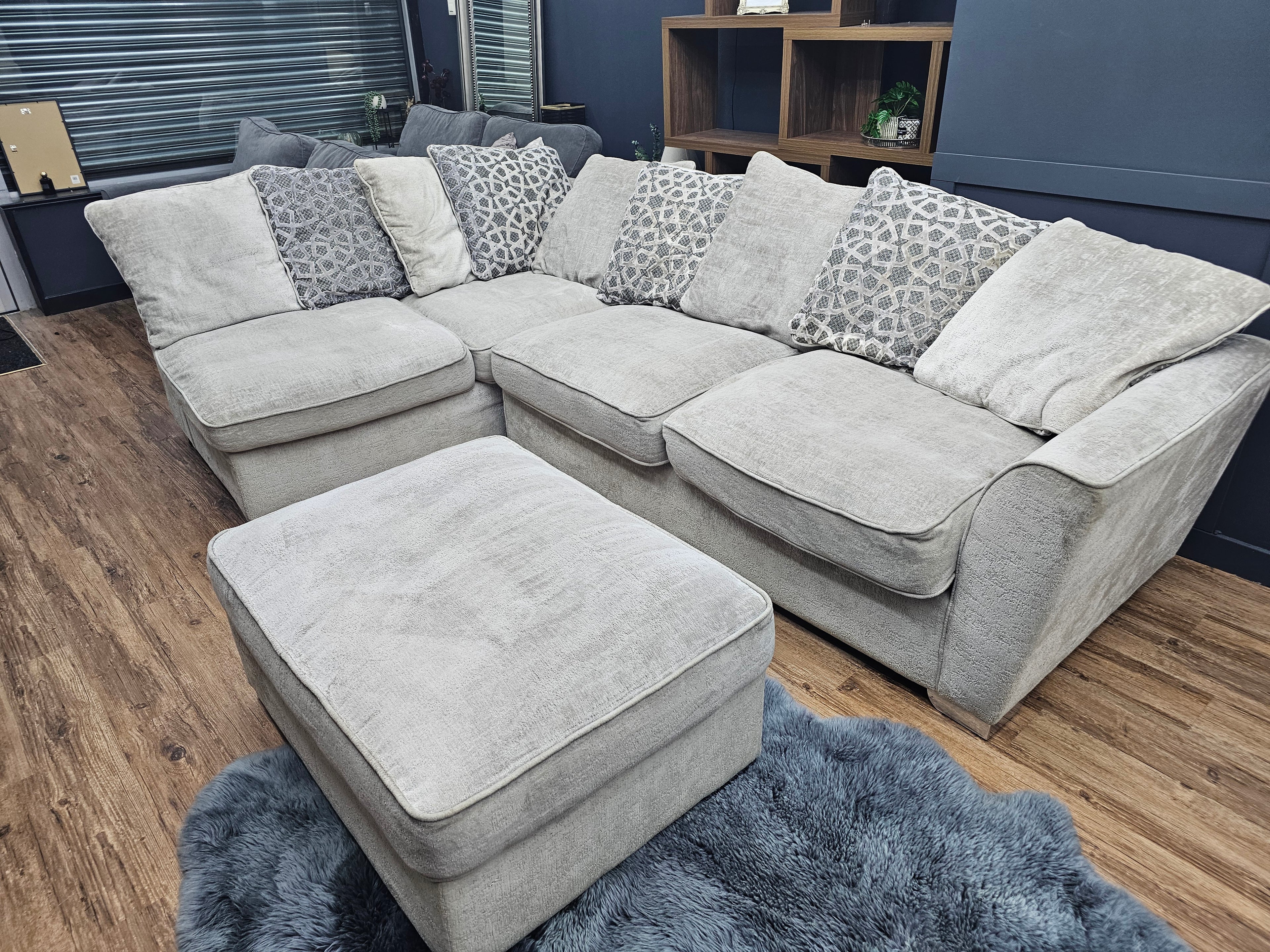 Sofology Greige Corner Sofa & Footstool