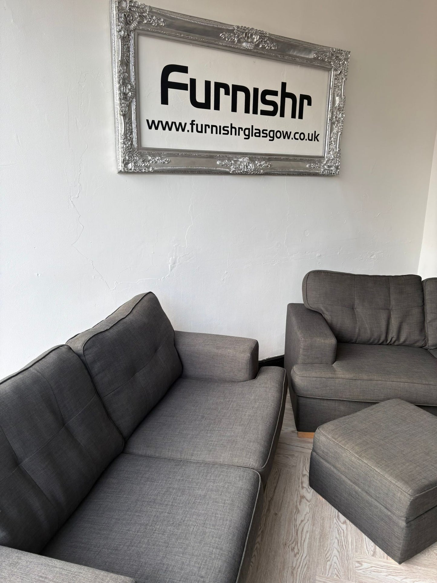 DFS Freya 3&2 Seater Sofas & Ottoman in Charcoal Grey #