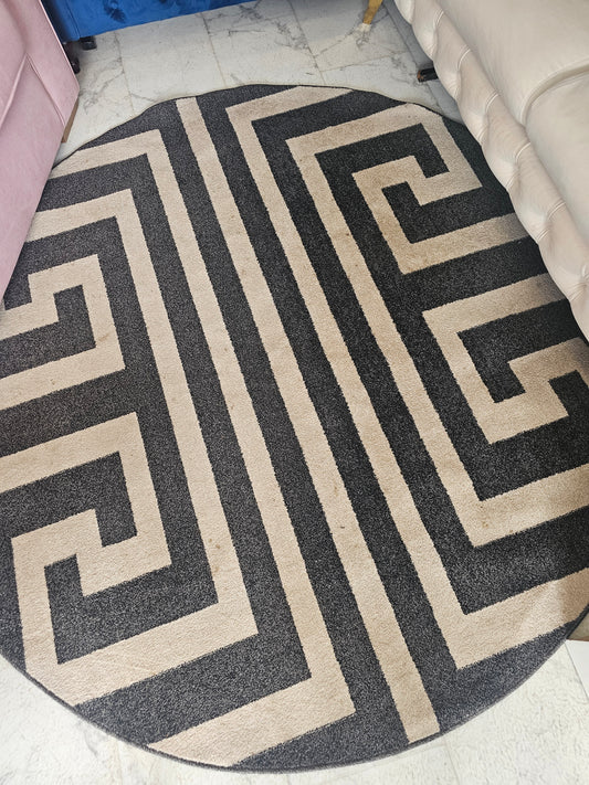 Cream & Black/Grey Greek Key Rug