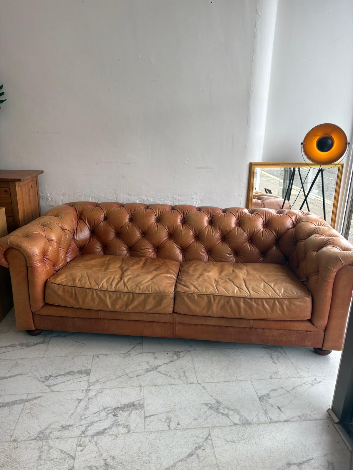 HALO Chesterfield Tan Leather 3 Seater Sofa (*RRP £2349)