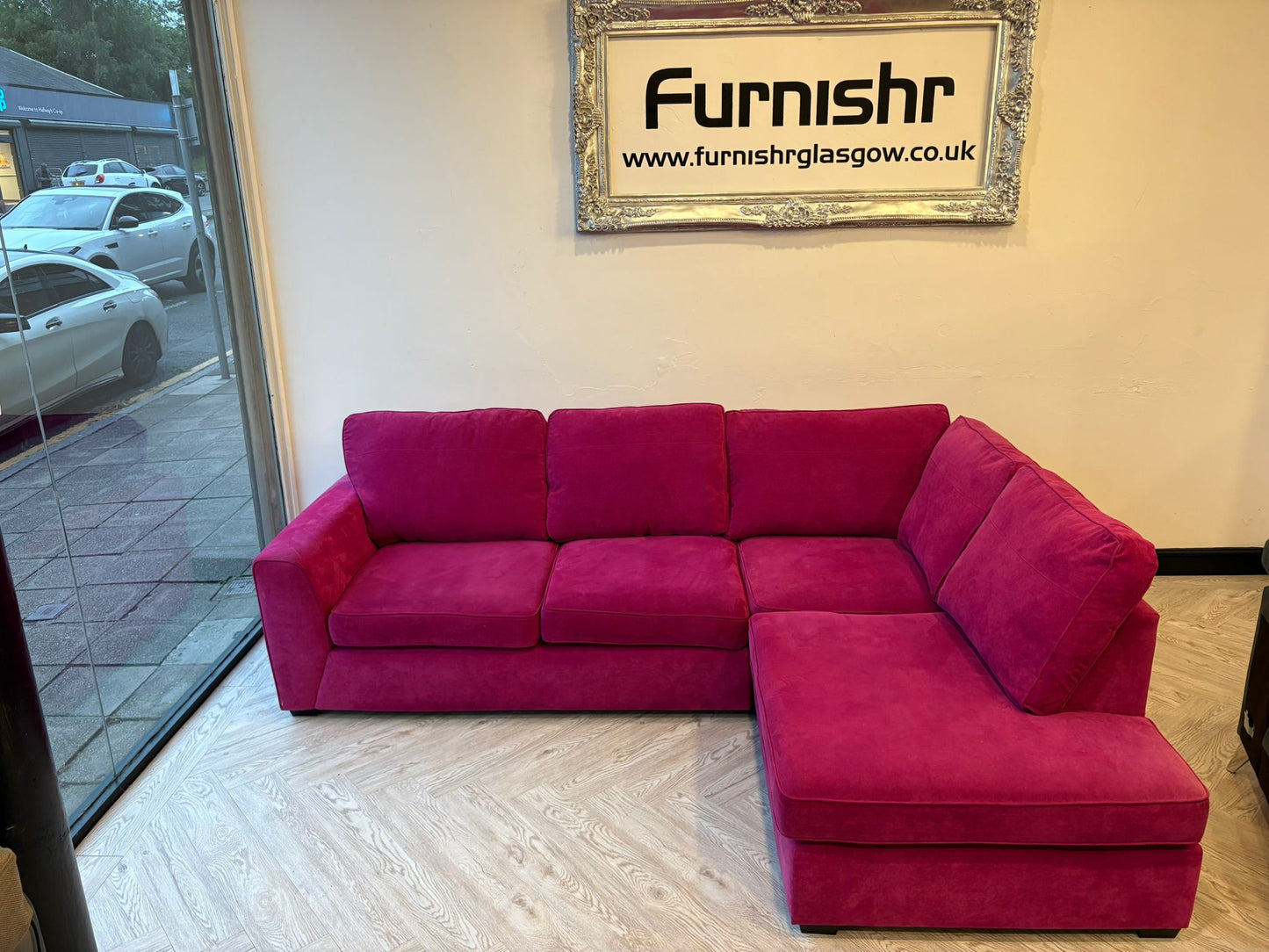 DFS Orka Corner Sofa in Hot Pink (matching swivel chair also available)#