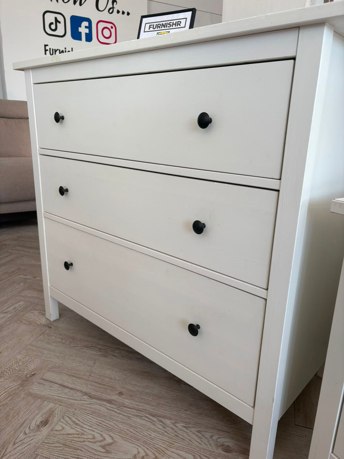 Ikea Hemnes White 3 Drawer Chest #