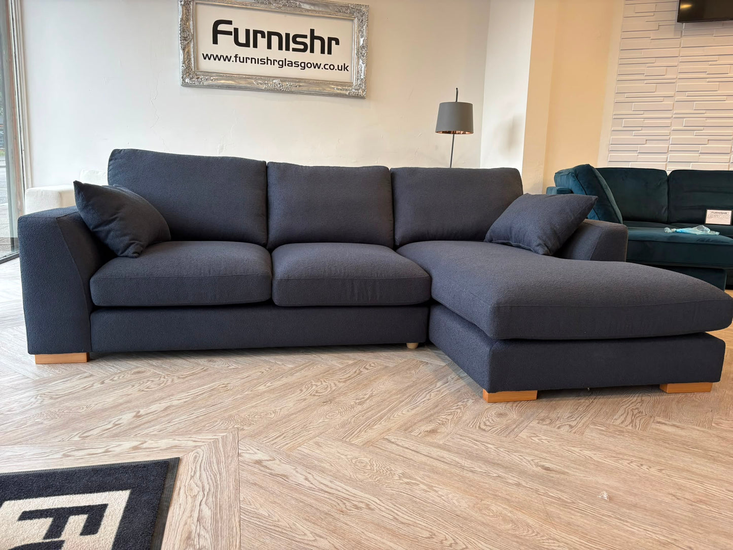 DFS Calix Navy Blue Corner Sofa in Immaculate As New Condition #