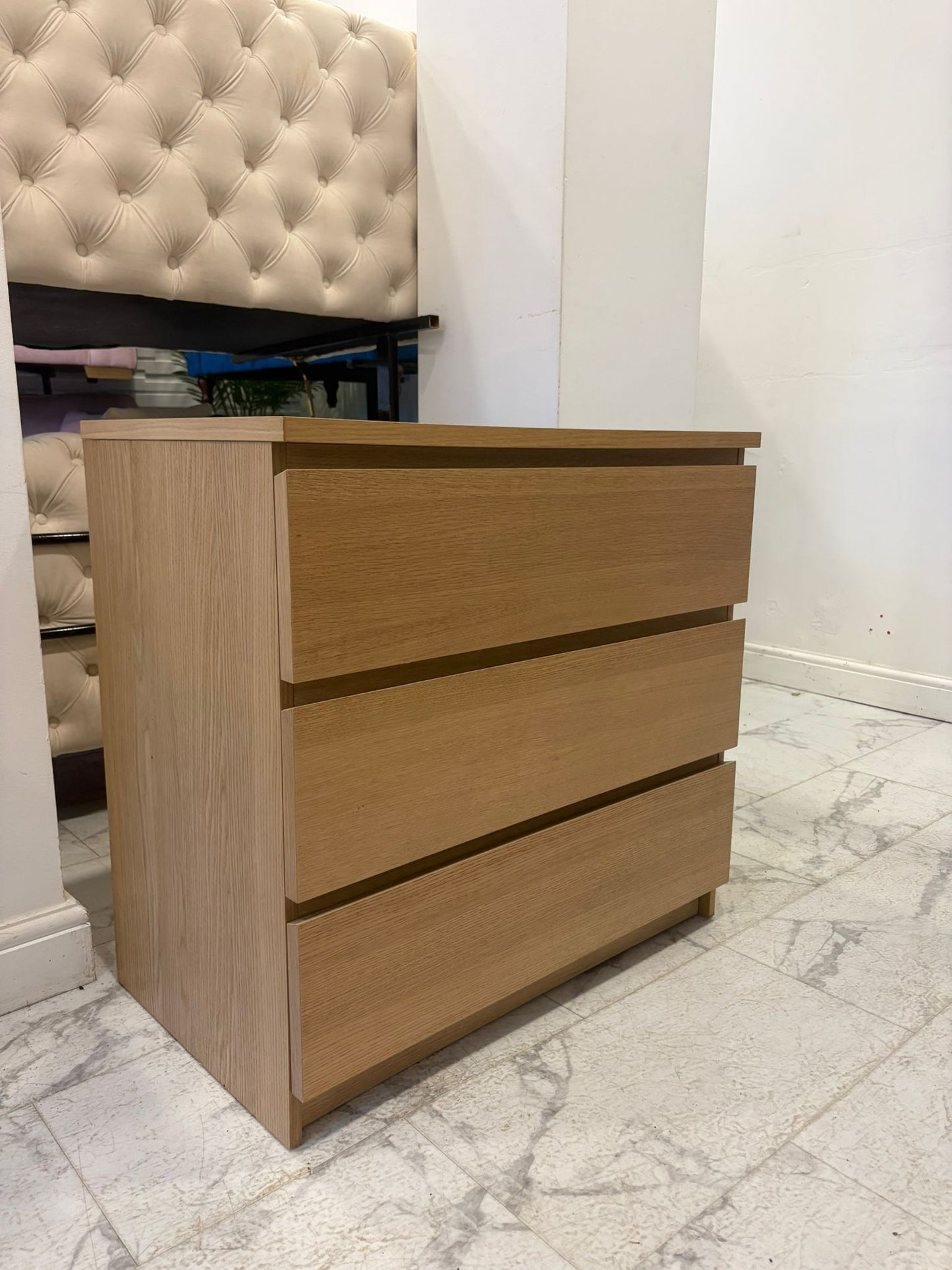 Ikea Malm White Oak 3 Drawer Chest T