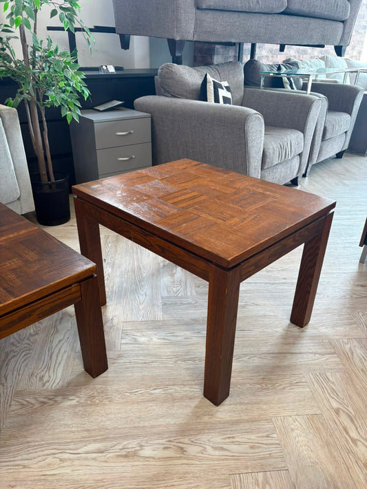 Large Dark Wood Parquet Side Table @