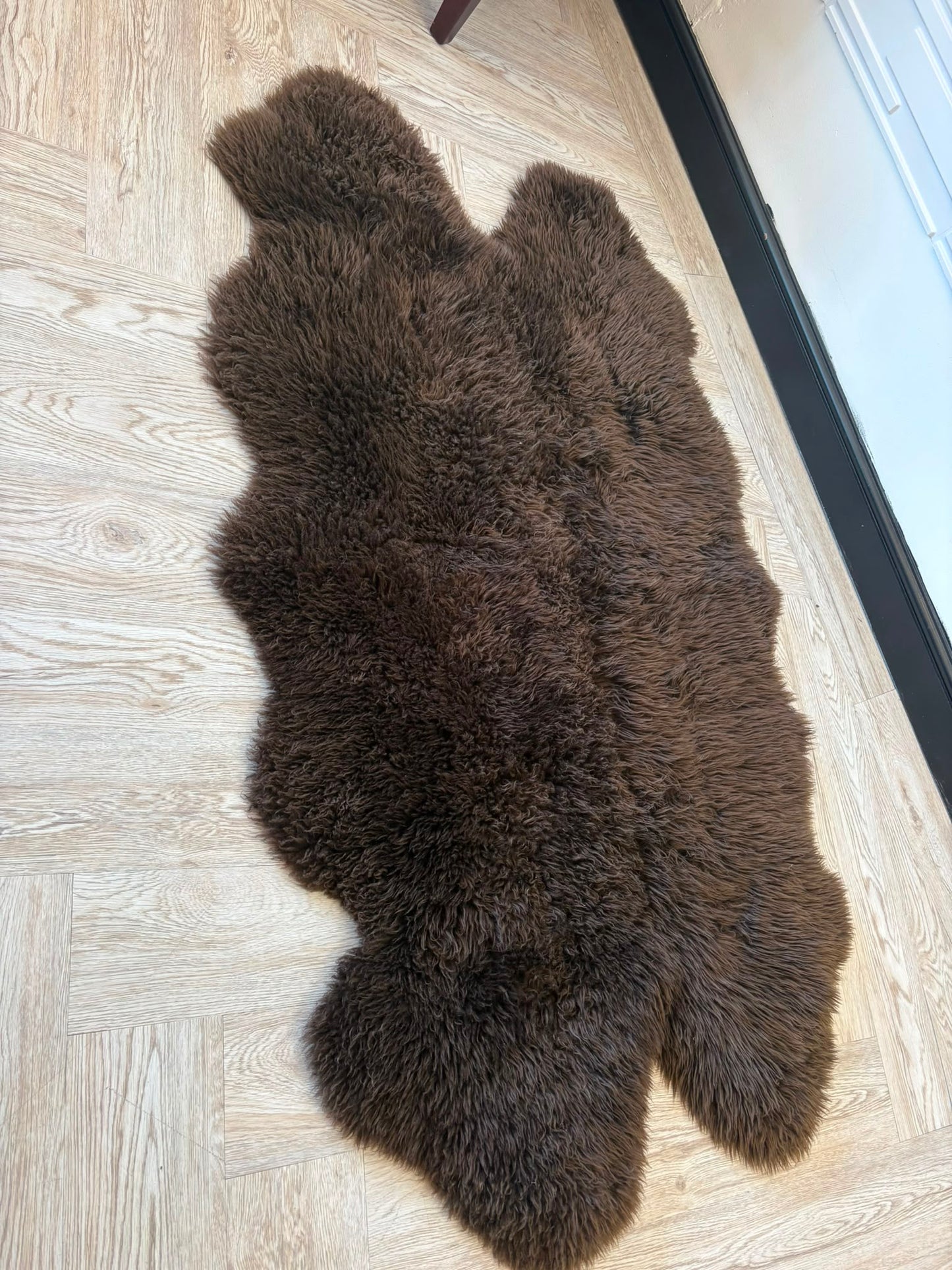 Large Chocolate Brown 100% Sheepskin Rug 160cm