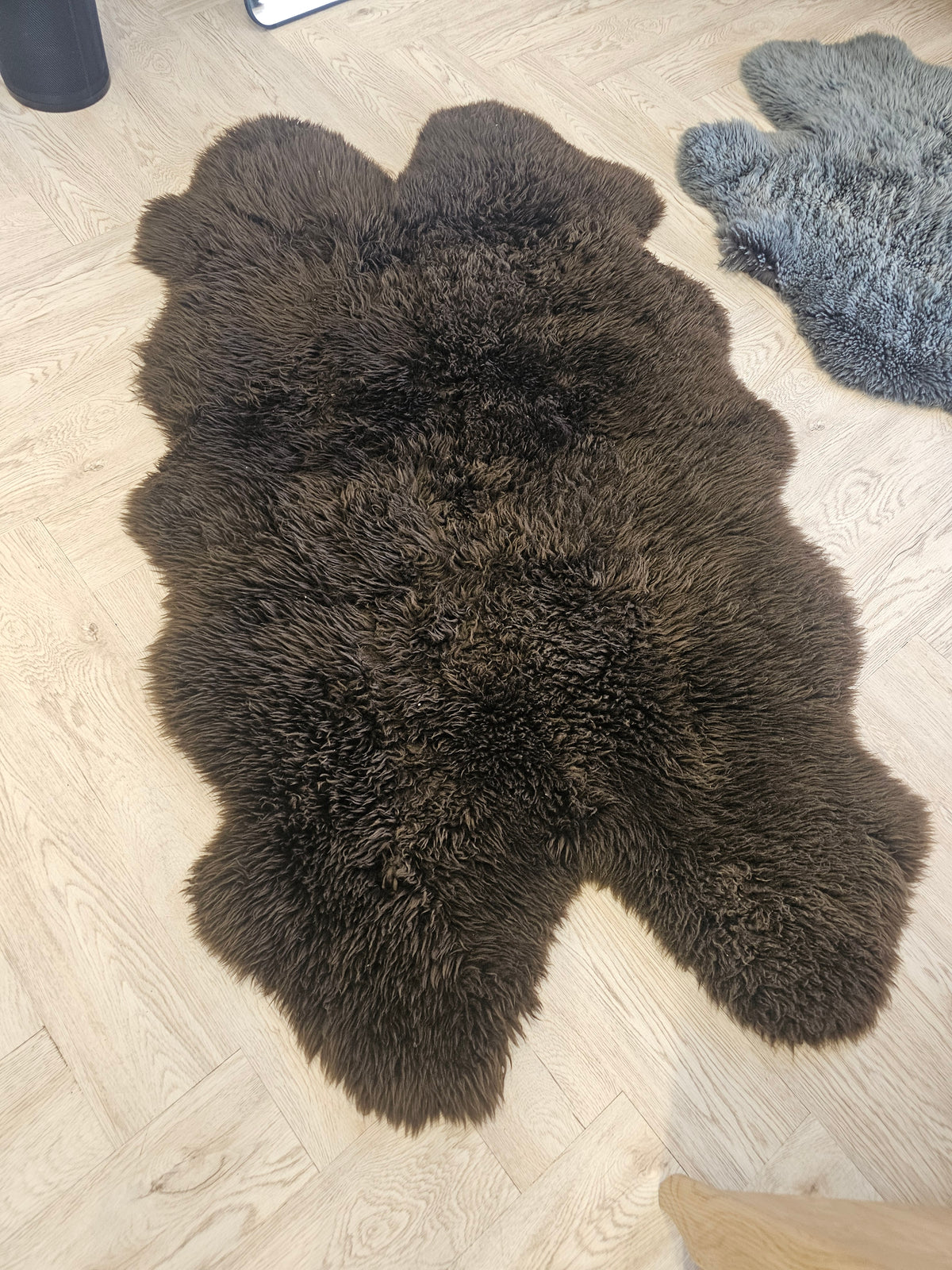 Large Chocolate Brown 100% Sheepskin Rug @#