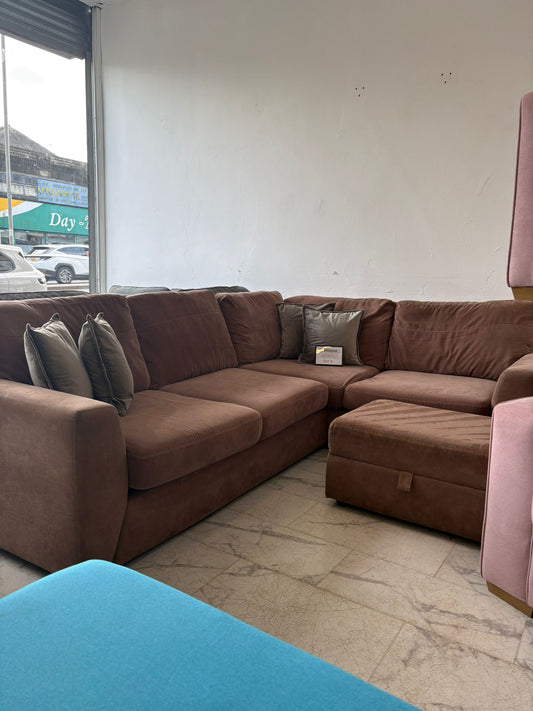 DFS Orka Mocha Corner Sofa & Ottoman B