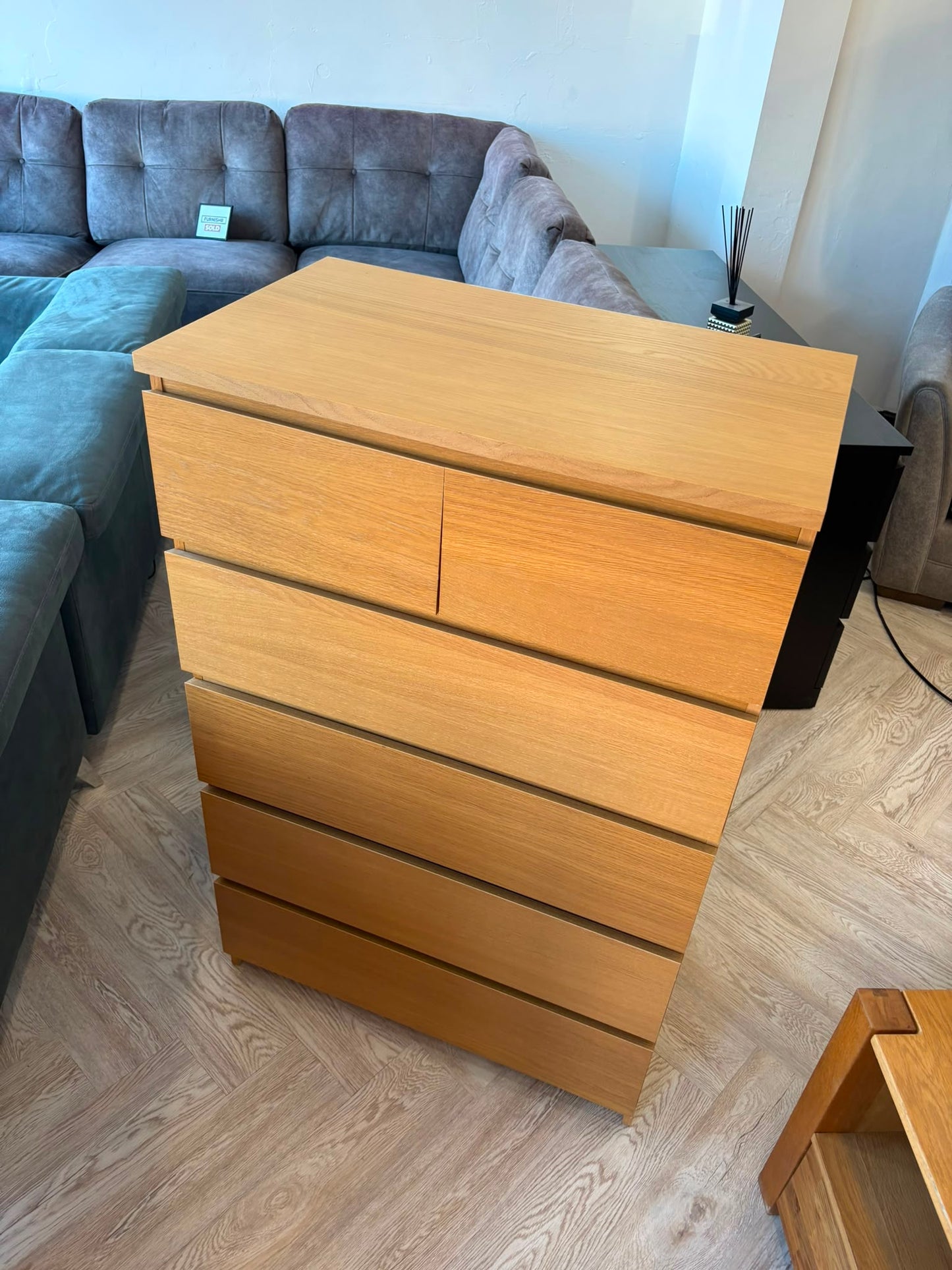 Ikea Malm Oak 6 Drawer Chest #