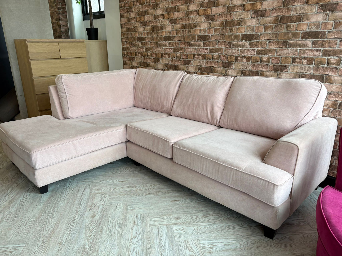 Pale Pink Corner Sofa @