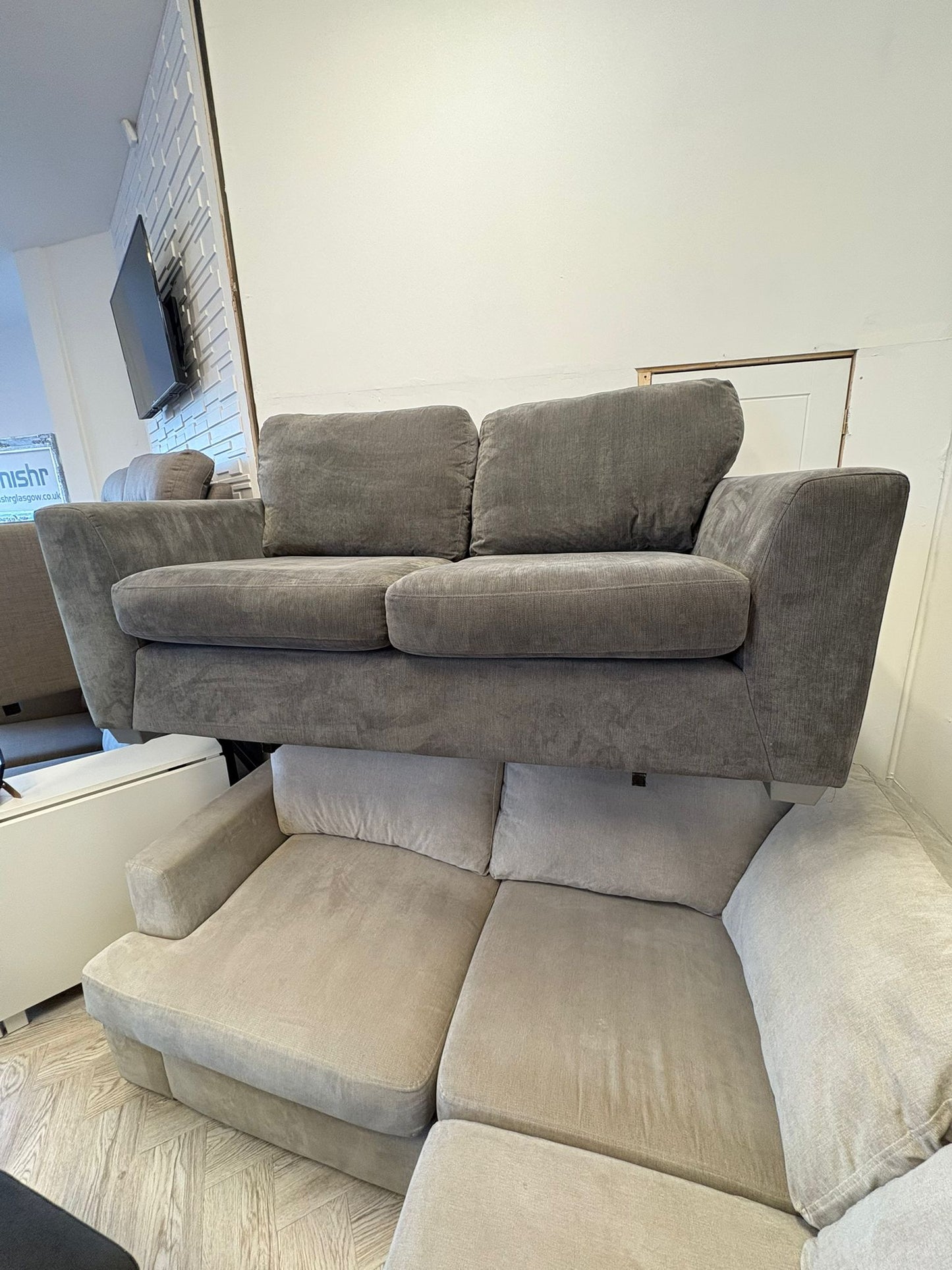 DFS Non Quilted Orka Grey 2 Seater Sofa @