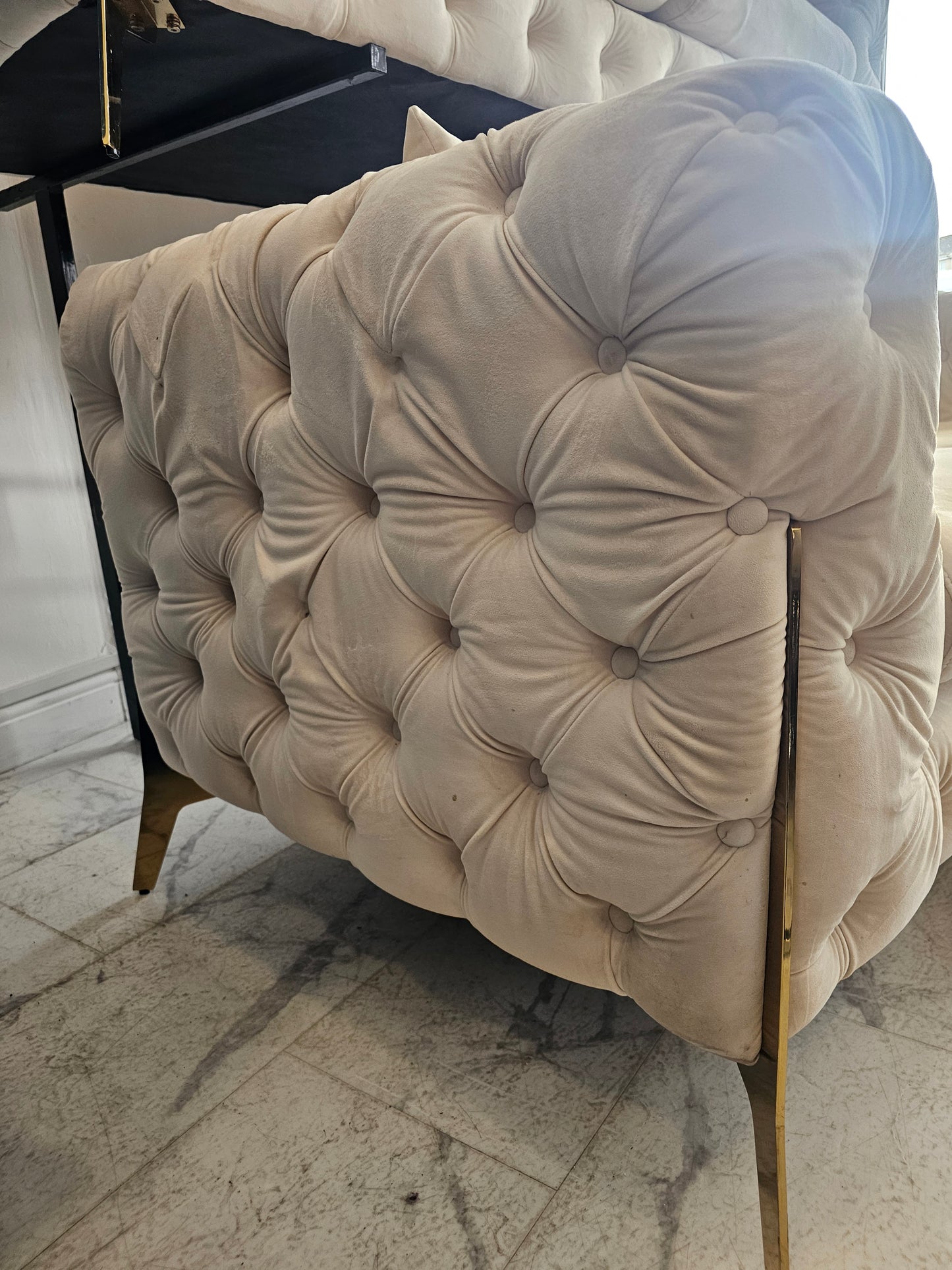 Chesterfield 2 x 2 Seater Sofas in Cream Velvet
