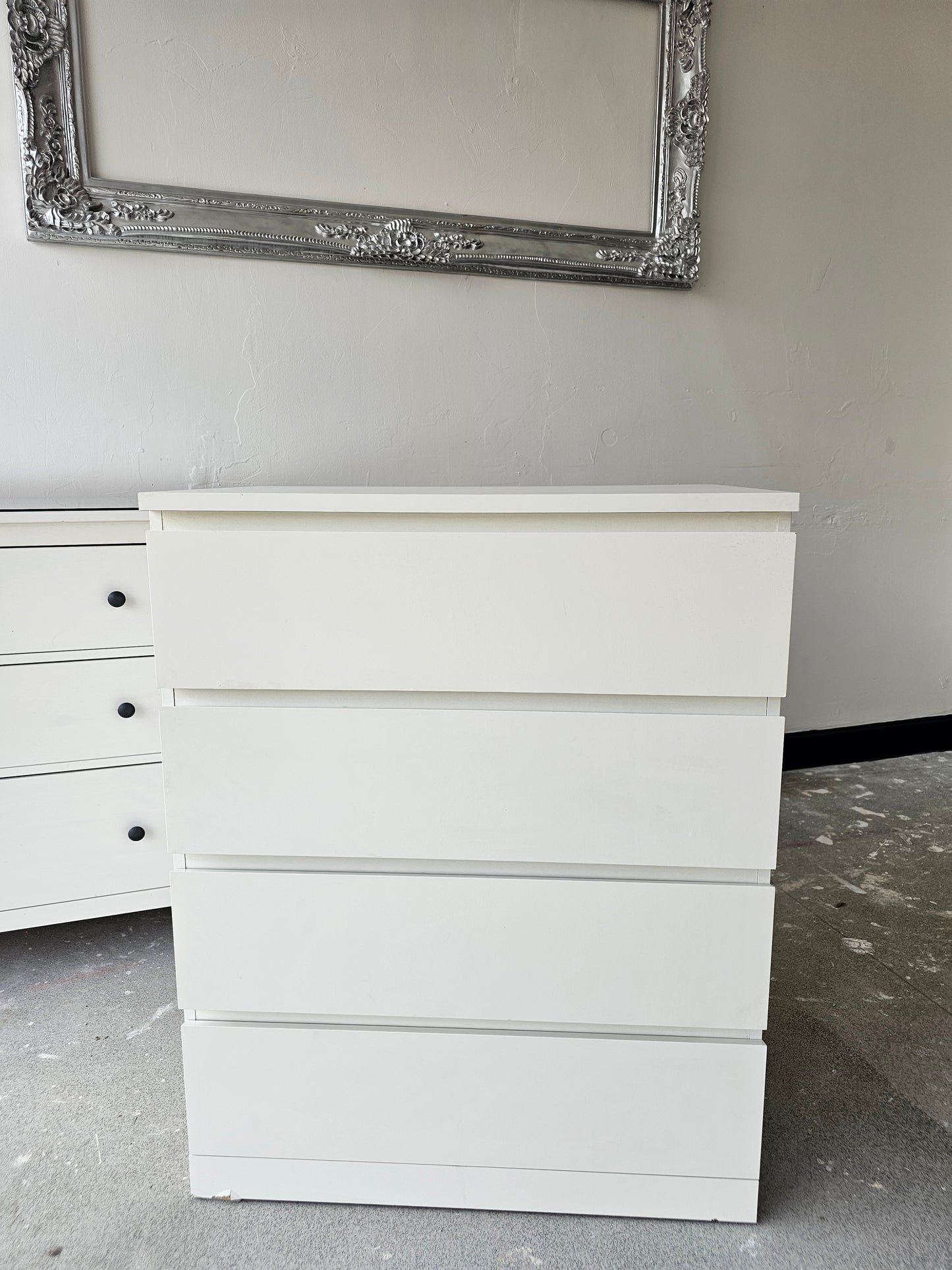 Ikea Malm White 4 Drawer Chest (bottom corner minor damage) T