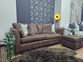 Furniture Village Nubuck Leather 3 Seater Sofa & Ottoman Footstool