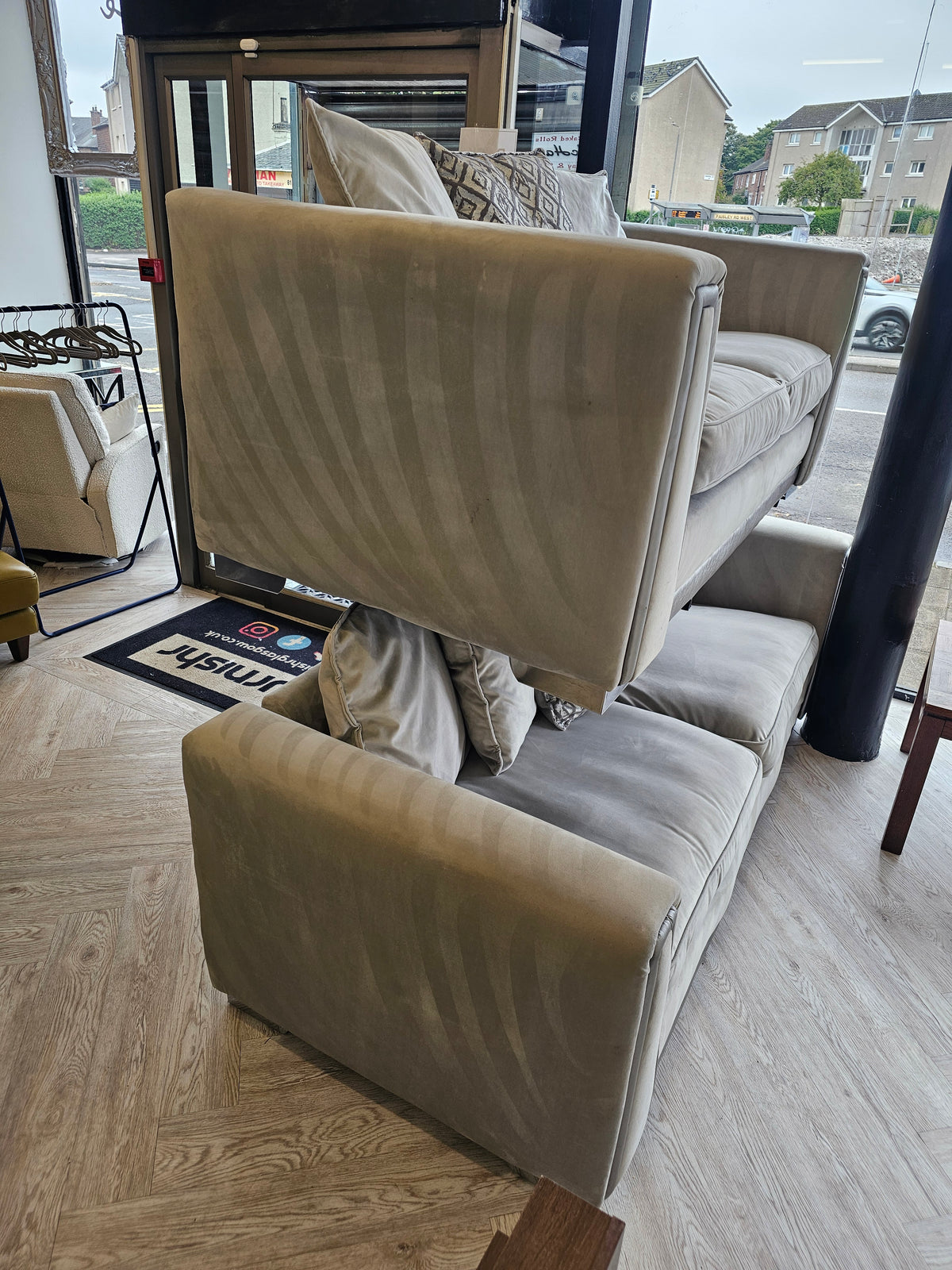 DFS Gigi Plush Grey 3 & 2 Seater Sofas #