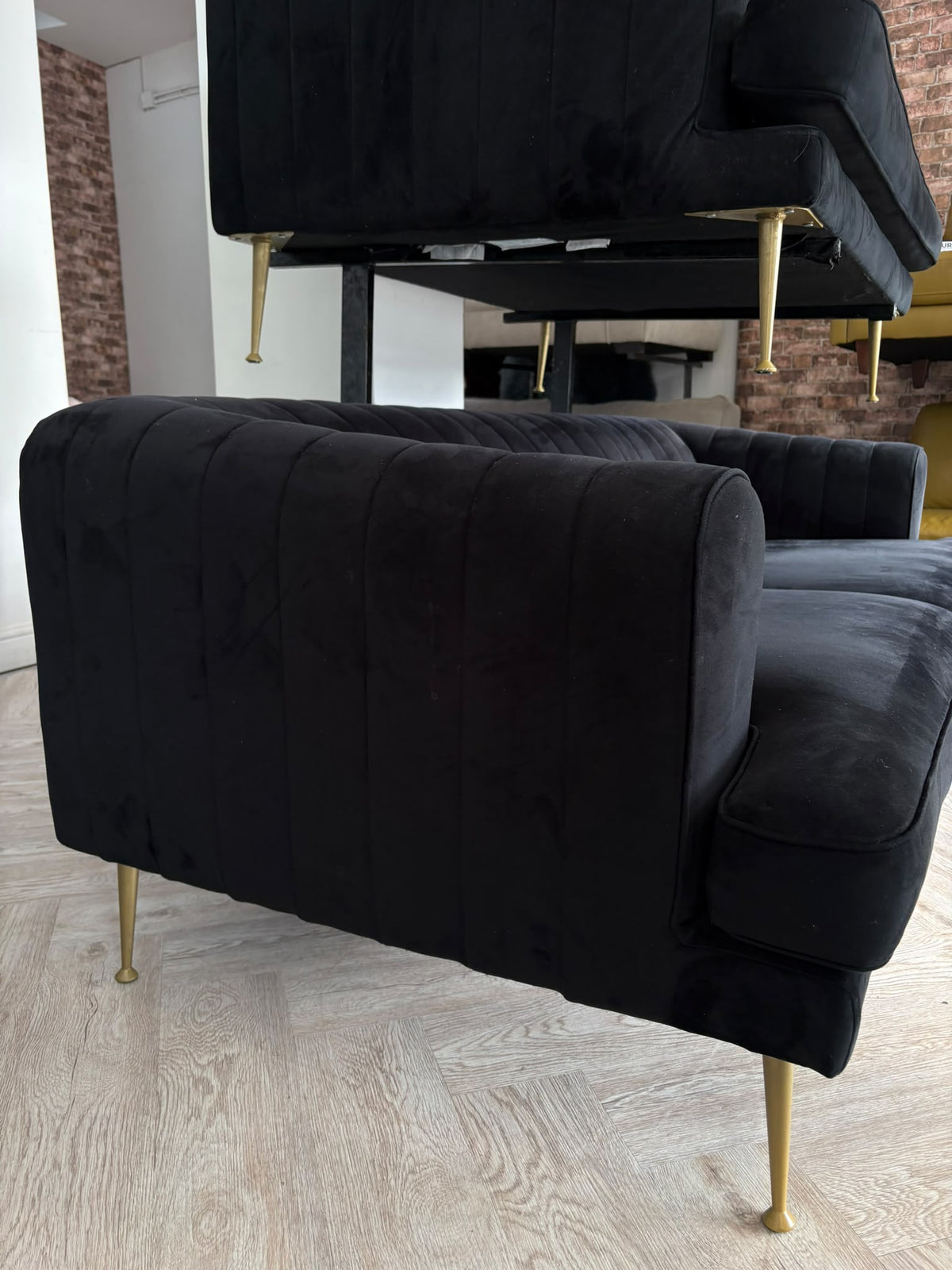 Sofology Enchanted Black Plush Sofa & Loveseat #