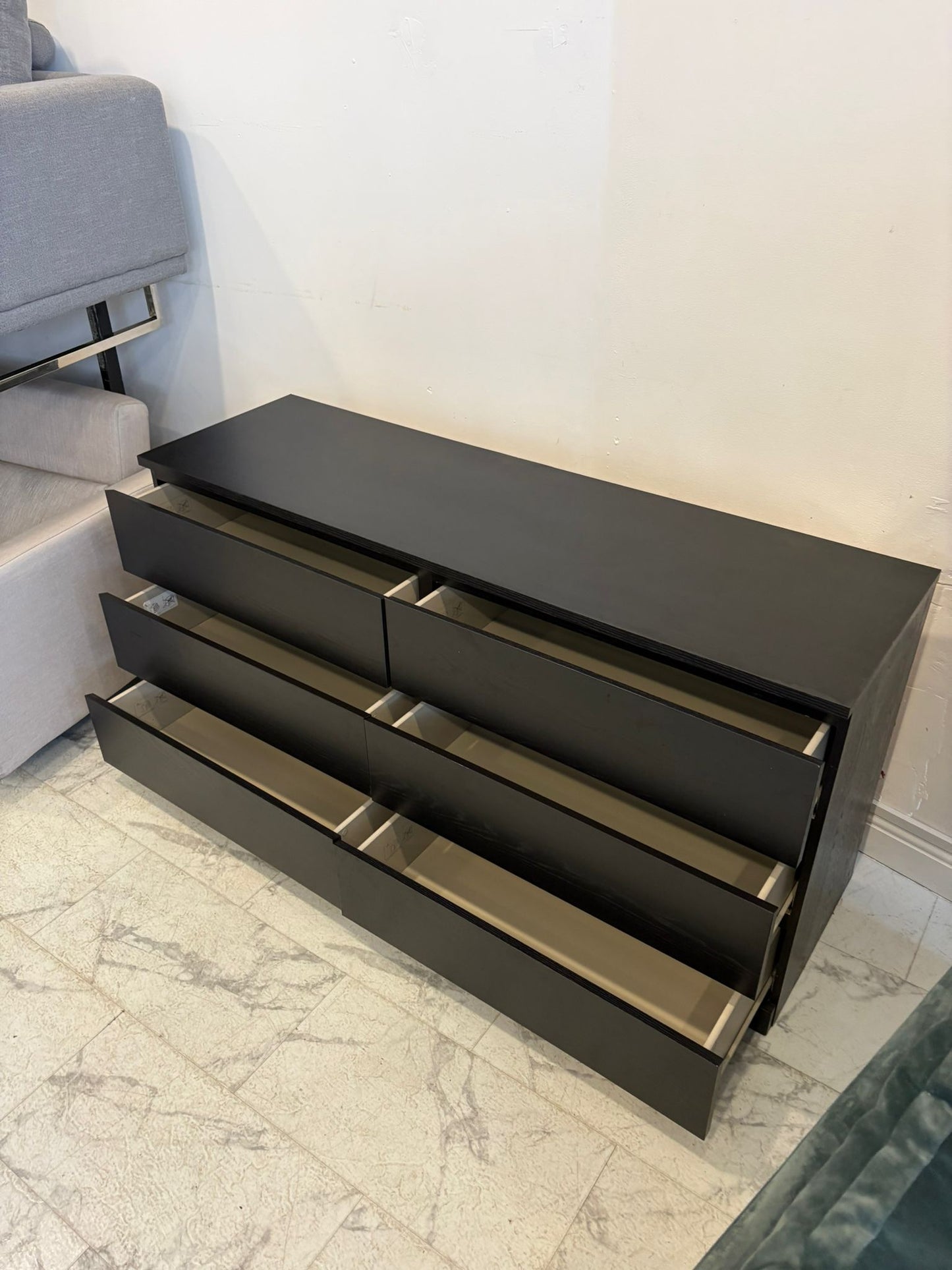 Ikea Malm Black 6 Drawer Chest T