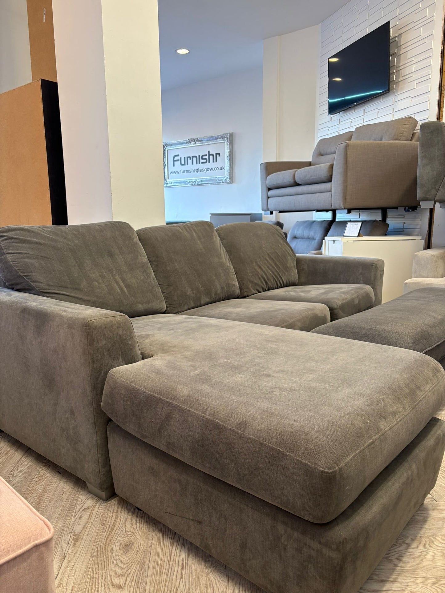 DFS Non Quilted Orka Grey Corner Sofa (Left & Right Hand)