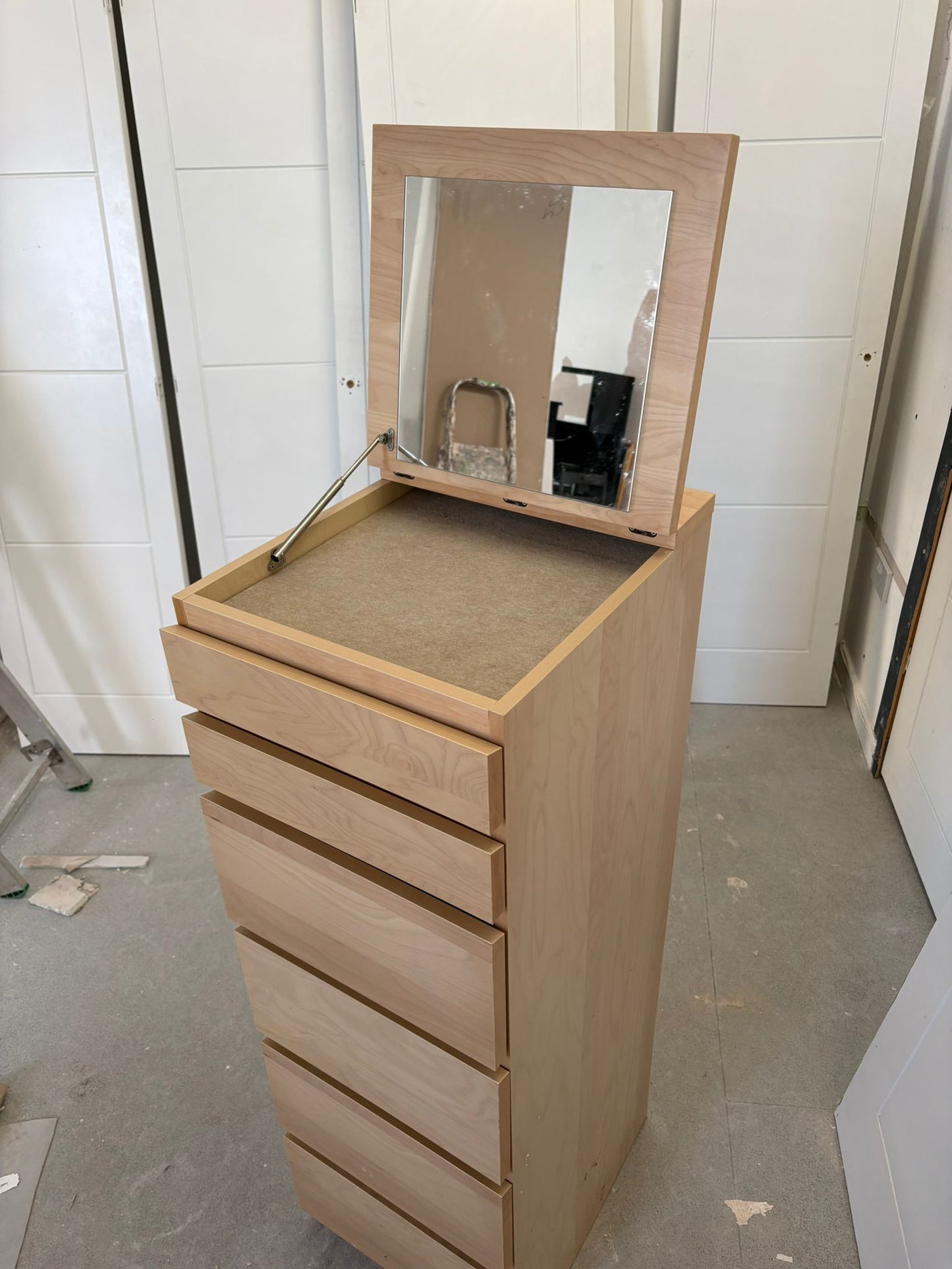 Ikea Malm Beech Tallboy Drawers with Mirror T