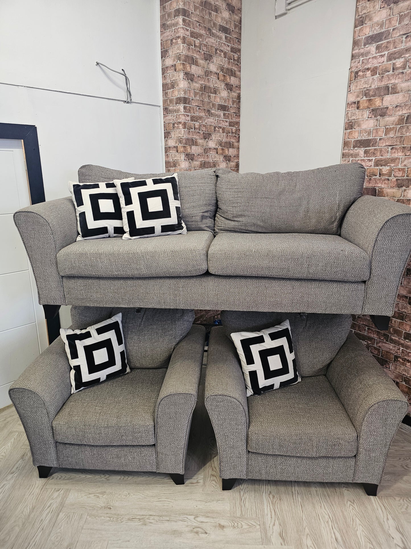 SCS Theo Greige 3 Seater Sofa & 2 Armchairs @