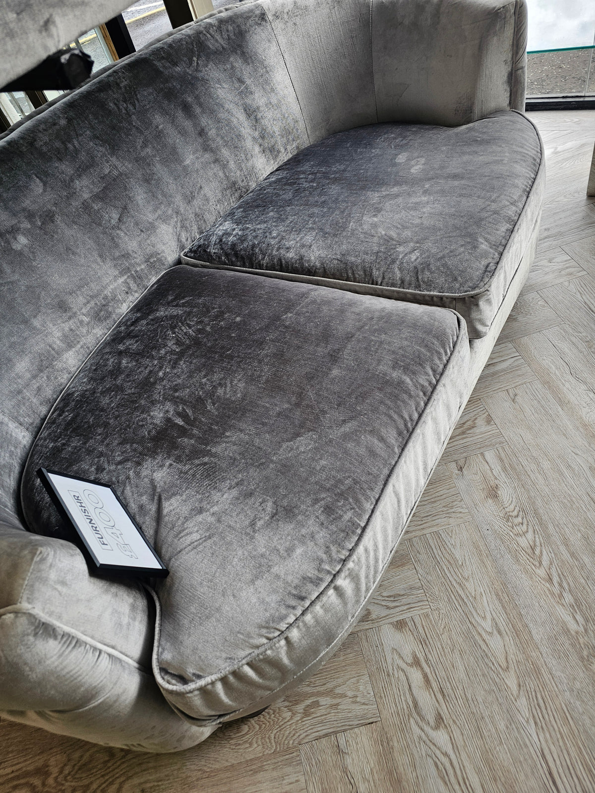 2 x 3 Seater Silver Chesterfield Style Sofas from Top Drawer @#