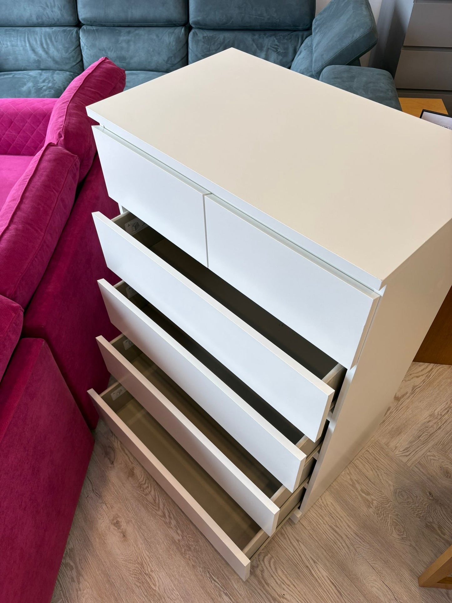 Ikea Malm White 6 Drawer Chest @