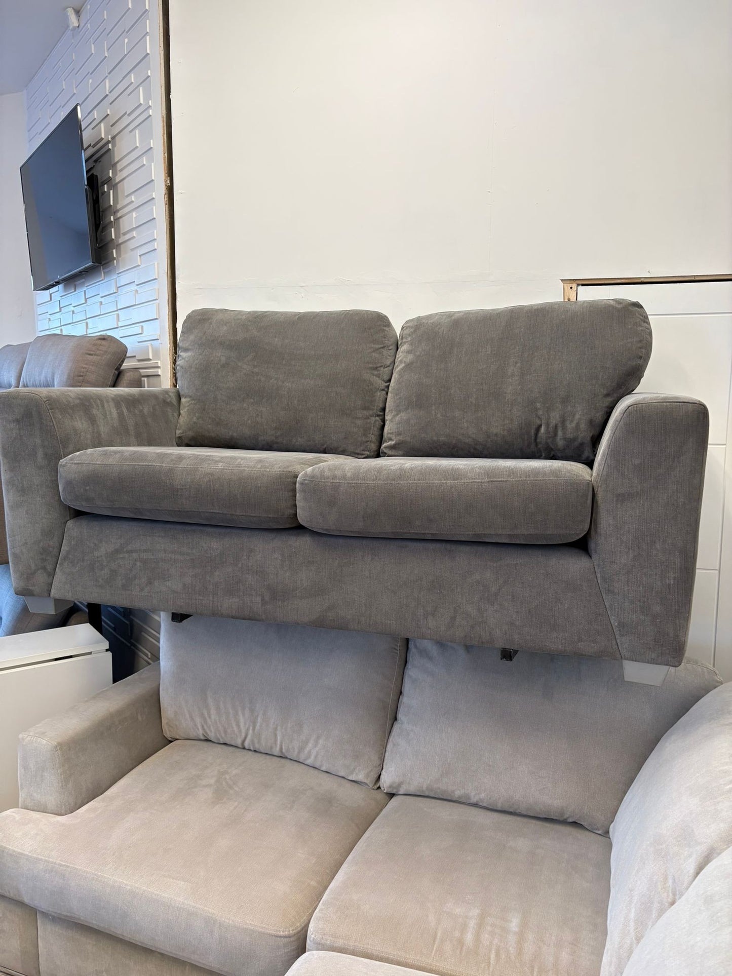 DFS Non Quilted Orka Grey 2 Seater Sofa @