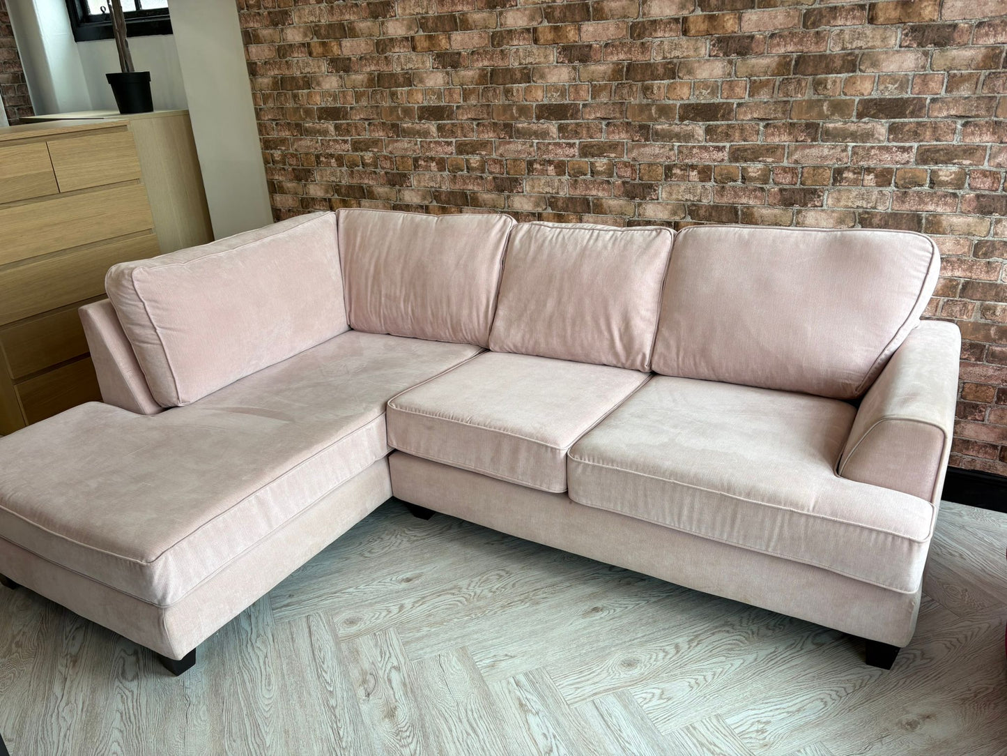 Pale Pink Corner Sofa @