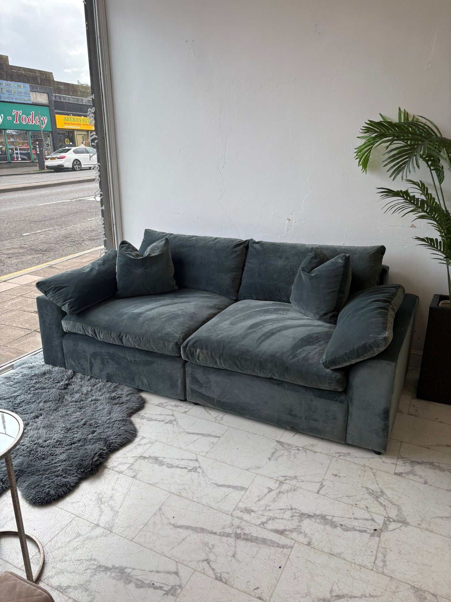 Loaf Cuddlemuffin Medium Sofa in Mermaid Plush Velvet *RRP £4095