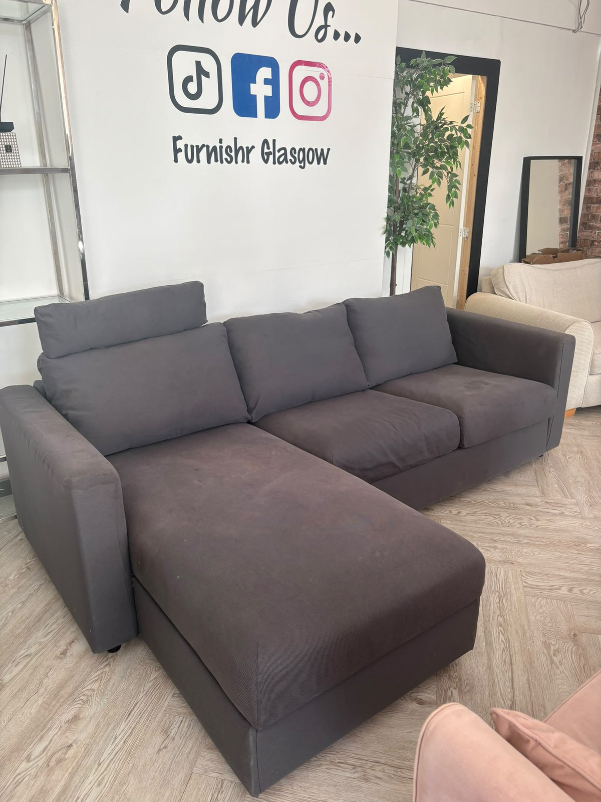 CLEARANCE Ikea Grey Corner Sofa with Ottoman Chaise #