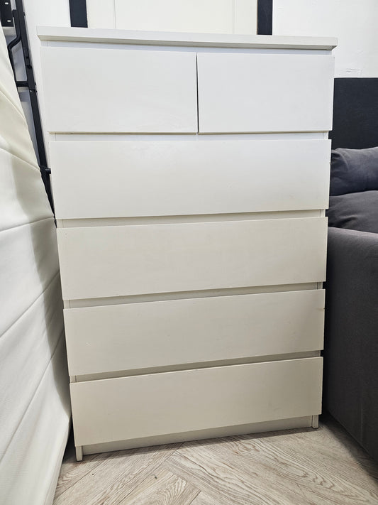 Ikea Malm White 6 Drawer Chest @