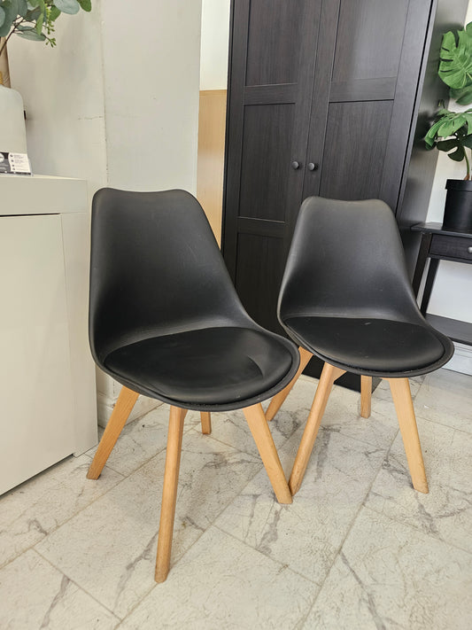 Set of 2 Black Dining Chairs