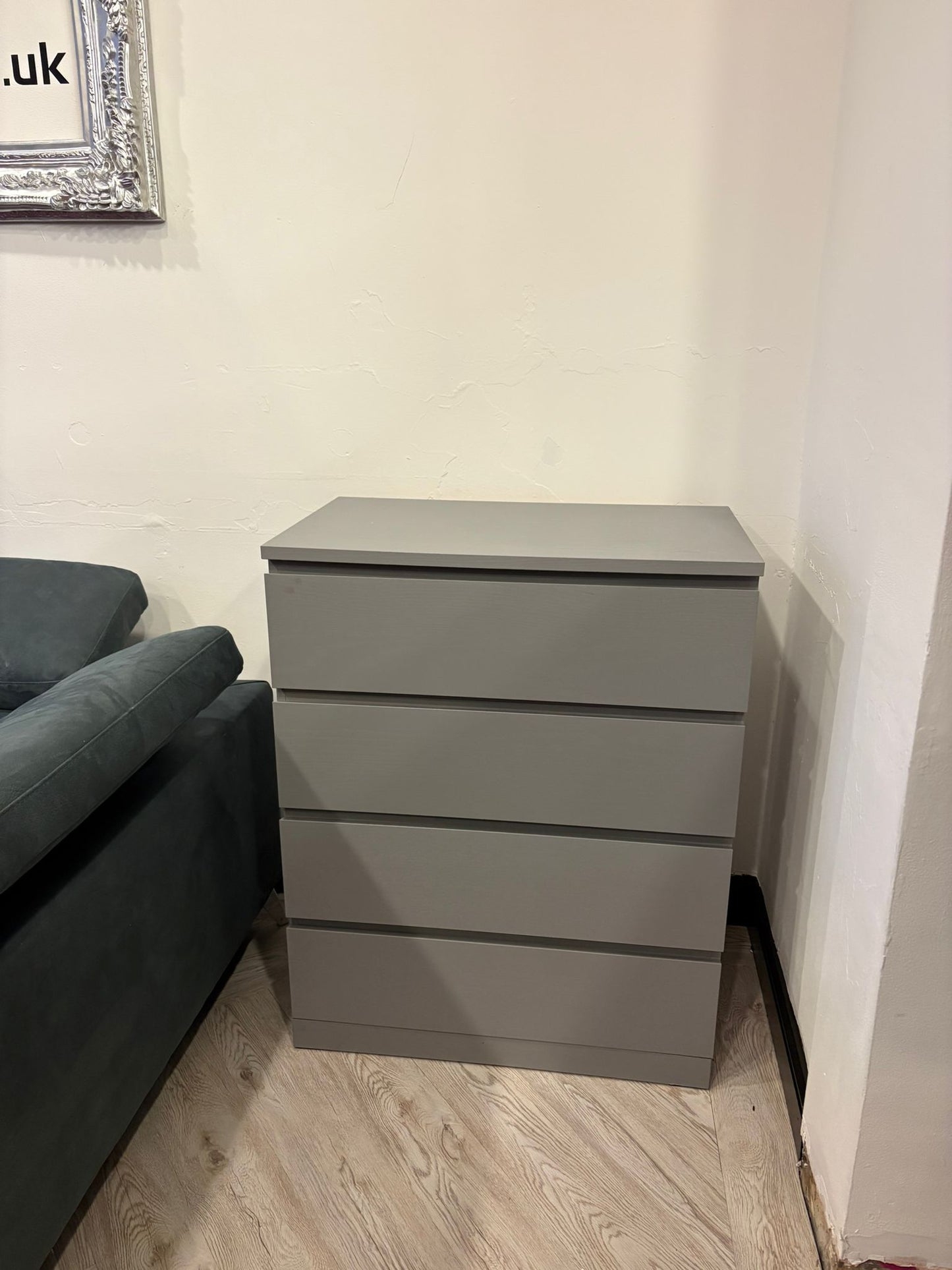 Ikea Malm Grey 4 Drawer Chest (slight surface graze) #