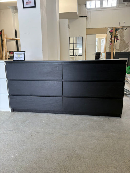 Ikea Malm Black 6 Drawer Chest T