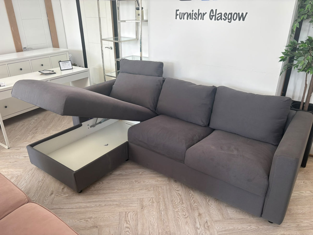 CLEARANCE Ikea Grey Corner Sofa with Ottoman Chaise #