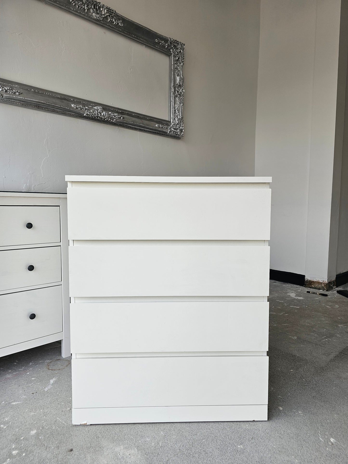 Ikea Malm White 4 Drawer Chest (bottom corner minor damage) T