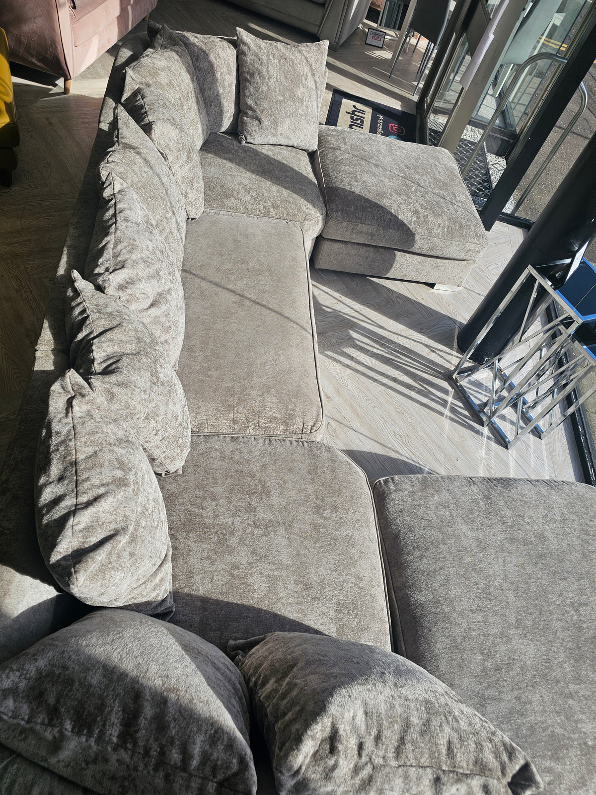 Sofaclub Bishop U-Shape Sofa in Frosty Mink Chenille @