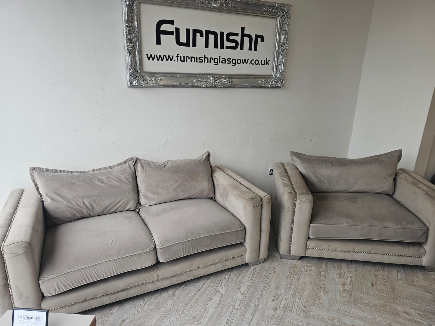 ScS Laurence Llewelyn-Bowen Regency Range Greige Fabric 3 Seater Sofa & Loveseat *RRP £3100 #