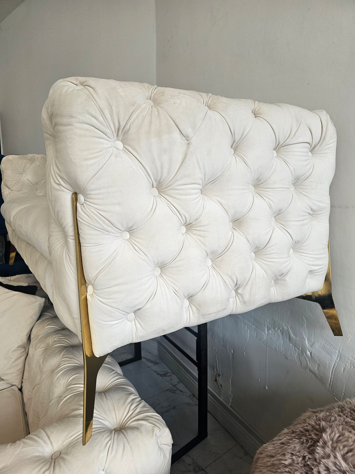 Chesterfield 2 x 2 Seater Sofas in Cream Velvet
