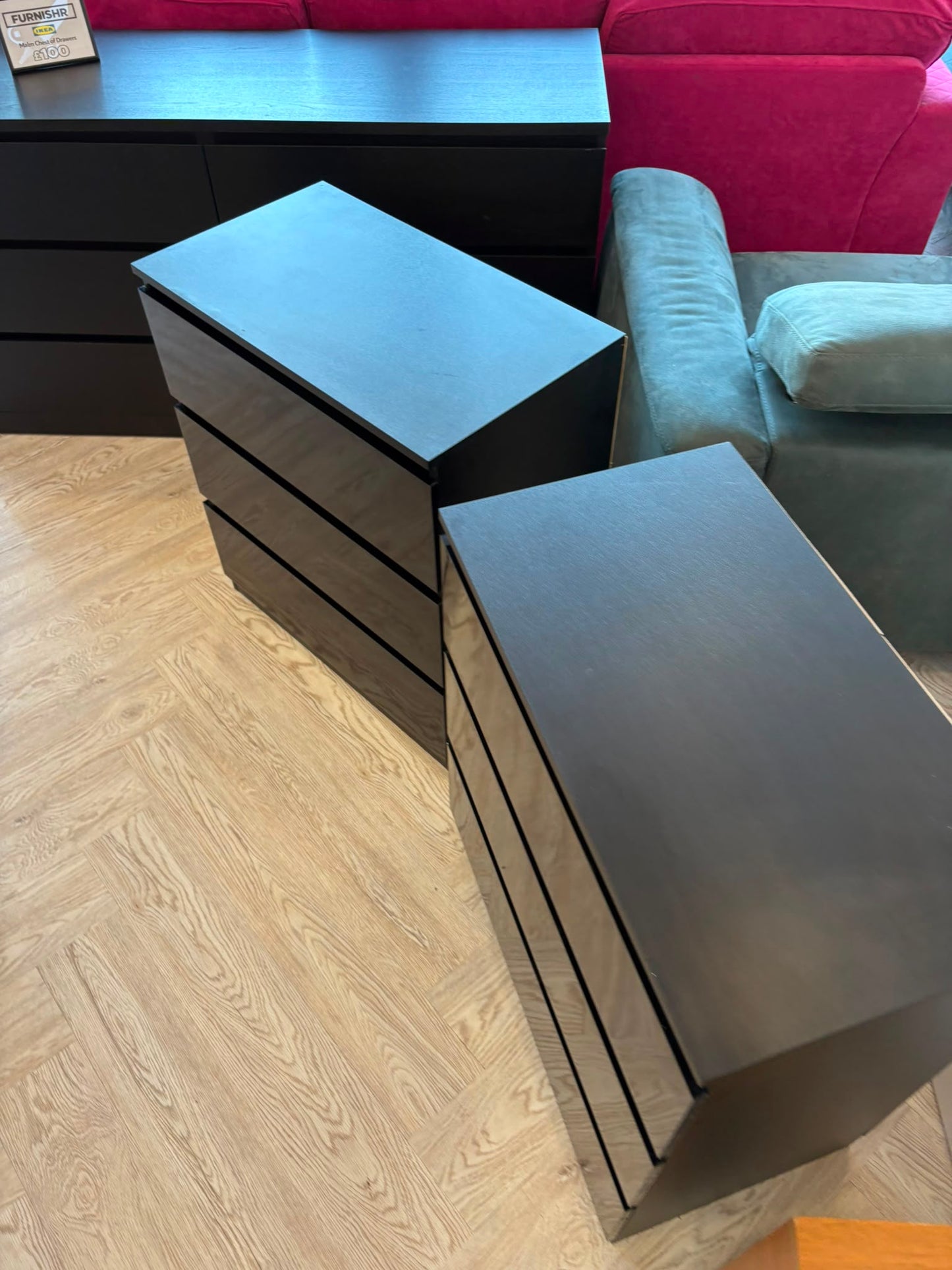 The Range Pair of Black High Gloss 3 Drawer Chests @