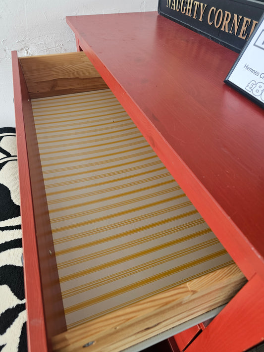 Ikea Hemnes Red 3 Drawer Chest #