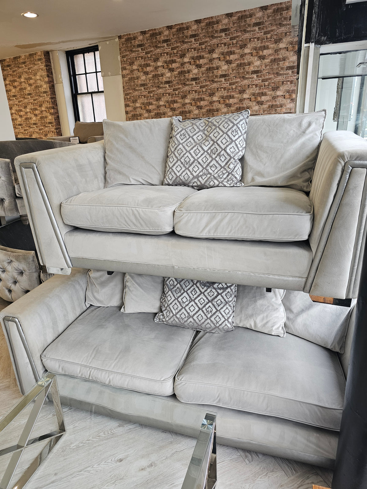 DFS Gigi Plush Grey 3 & 2 Seater Sofas #