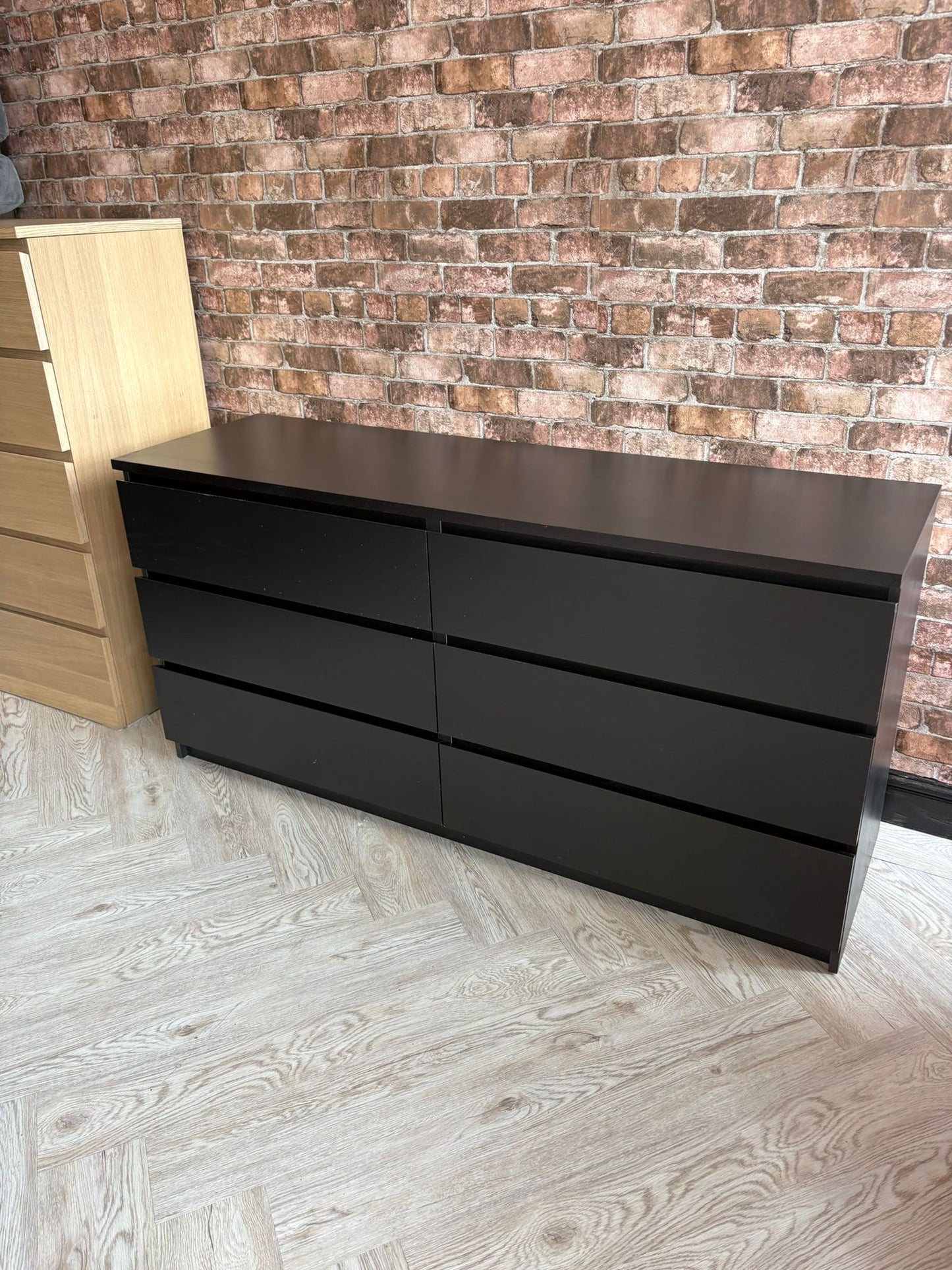 Ikea Malm Black 6 Drawer Chest @