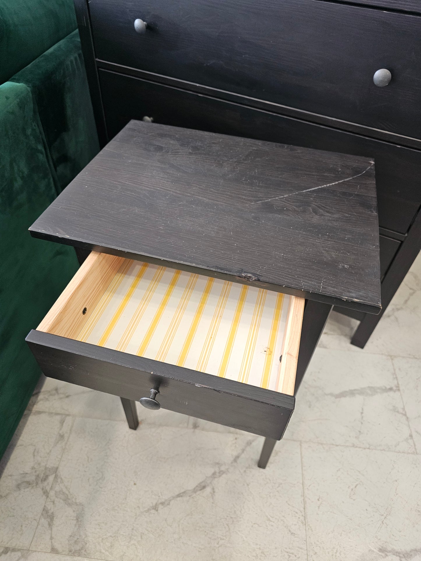 Ikea Hemnes Nightstand 1 Drawer Chest in Brown/Black (scratch hence lower price) A