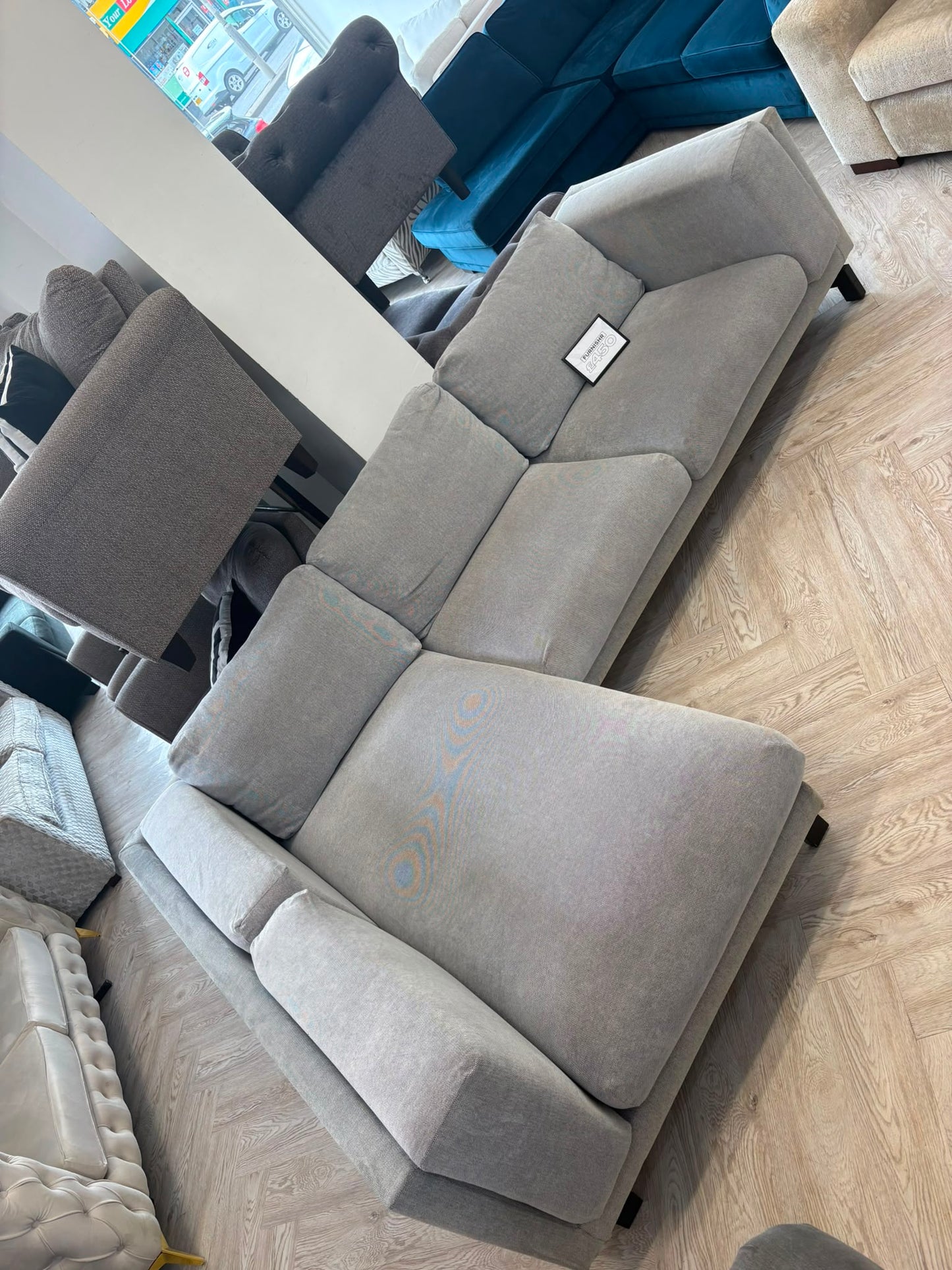 Ikea Nockeby Grey Fabric 3 Seater Chaise Sofa @